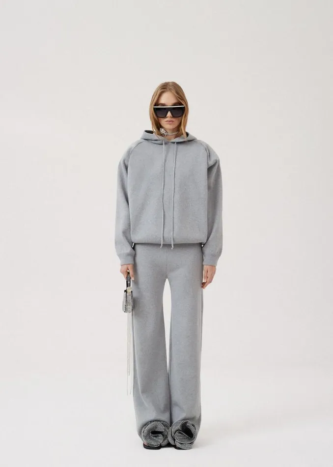 Shop Magda Butrym Basics Flare Knit Jogging Pants In Grey Shop Magda Butrym Basics Flare Knit Jogging Pants In Grey
