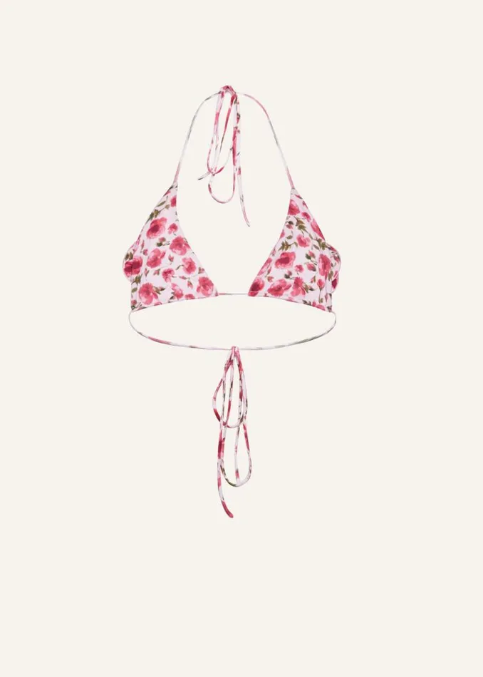 Shop Magda Butrym Beachwear Floral Strappy Triangle Bikini Top In Pink Print Shop Magda Butrym Beachwear Floral Strappy Triangle Bikini Top In Pink Print