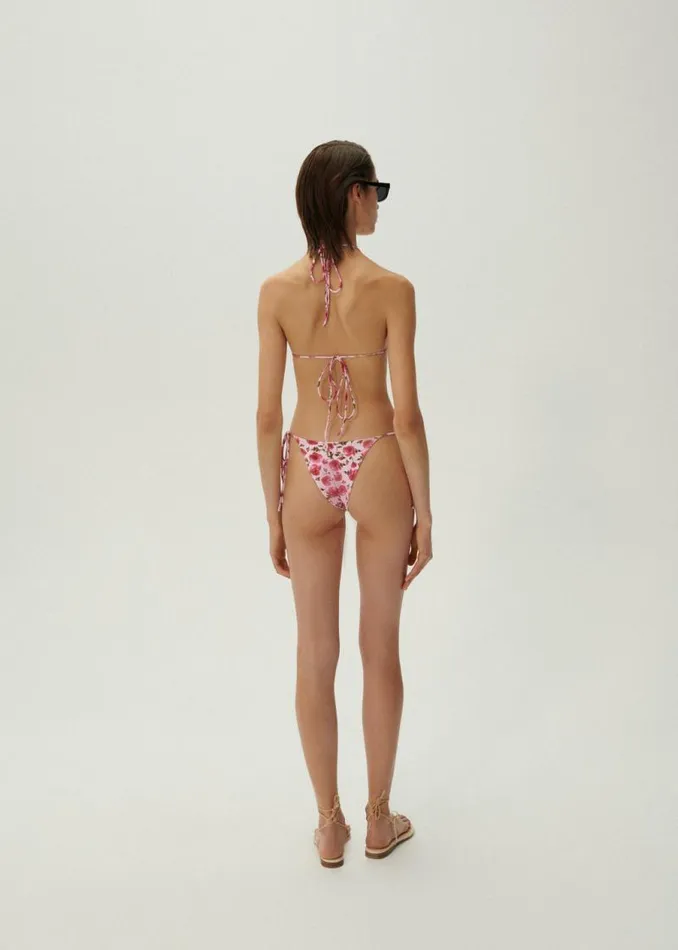 Shop Magda Butrym Beachwear Floral Strappy Triangle Bikini Top In Pink Print Shop Magda Butrym Beachwear Floral Strappy Triangle Bikini Top In Pink Print