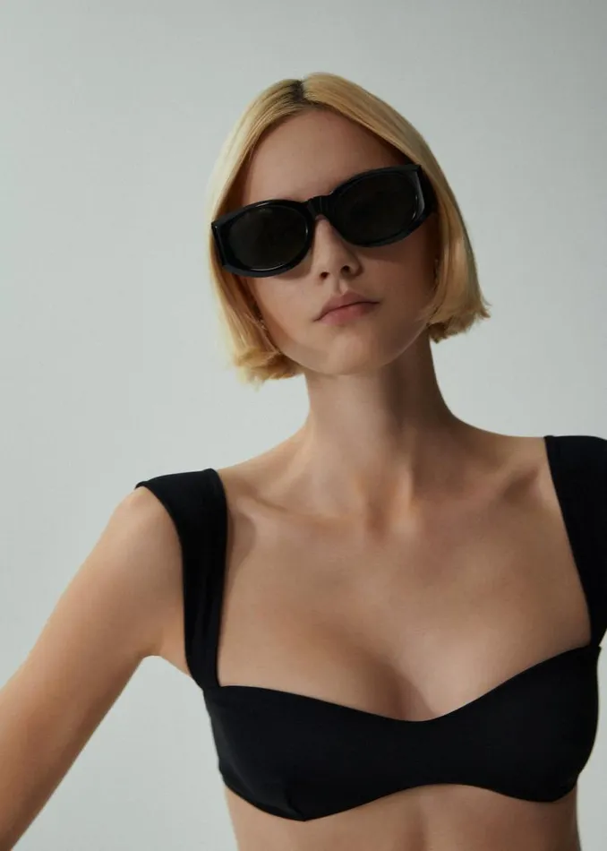 Shop Magda Butrym Beachwear Retro Bustier Swim Top In Black Shop Magda Butrym Beachwear Retro Bustier Swim Top In Black