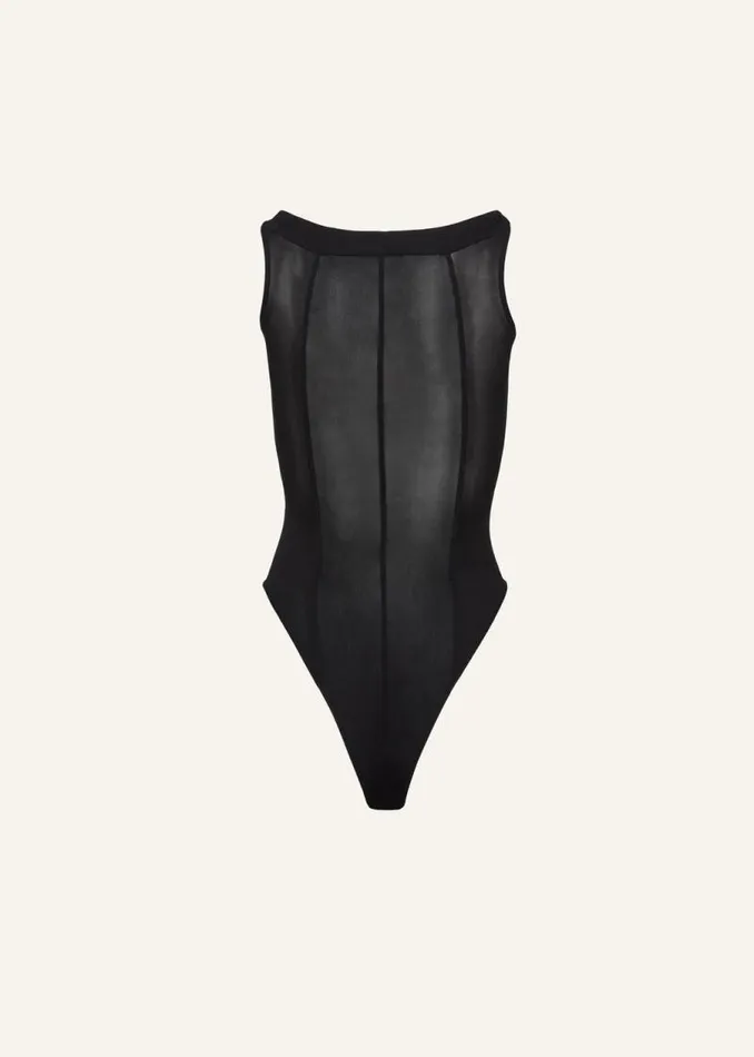 Shop Magda Butrym Bodysuits Rose Bra Jersey Bodysuit In Black