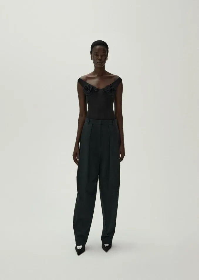 Shop Magda Butrym Bodysuits Rose Bra Jersey Bodysuit In Black
