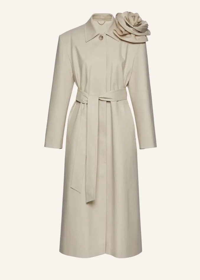 Shop Magda Butrym Coats And Jackets Belted Gabardine Coat In Cream