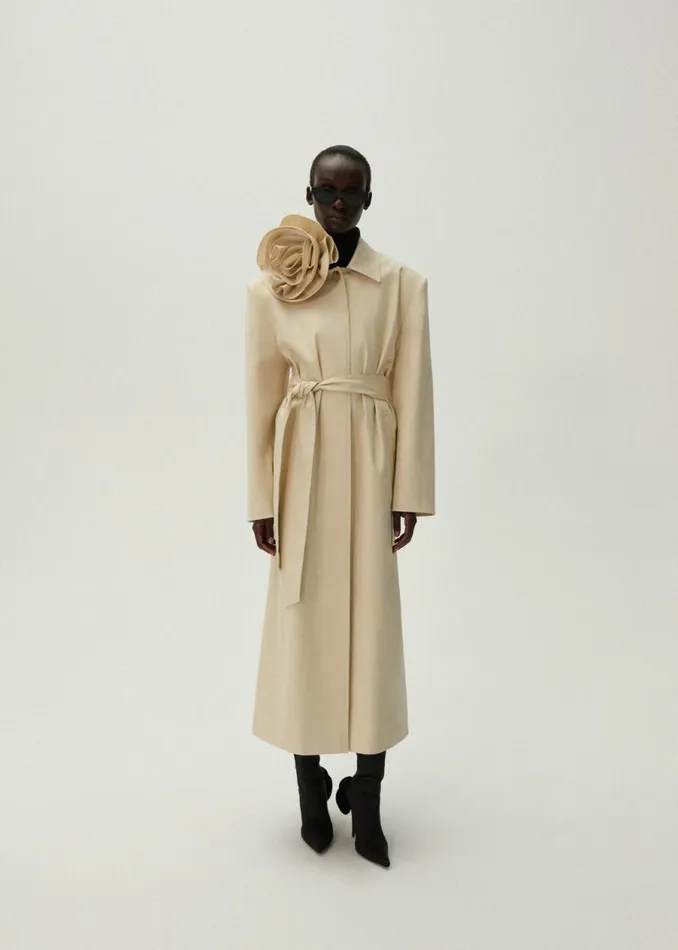 Shop Magda Butrym Coats And Jackets Belted Gabardine Coat In Cream Shop Magda Butrym Coats And Jackets Belted Gabardine Coat In Cream