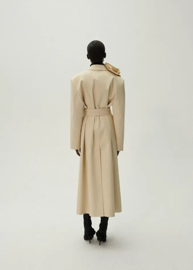 Shop Magda Butrym Coats And Jackets Belted Gabardine Coat In Cream Shop Magda Butrym Coats And Jackets Belted Gabardine Coat In Cream