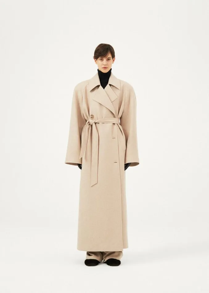 Shop Magda Butrym Coats And Jackets Cashmere Wrap Coat In Beige Shop Magda Butrym Coats And Jackets Cashmere Wrap Coat In Beige