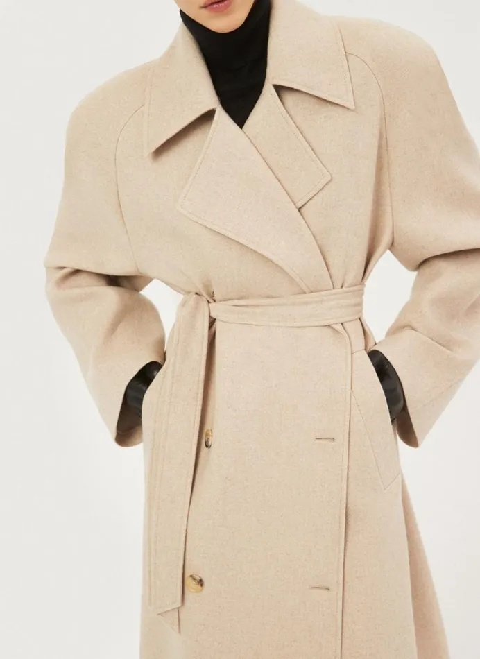 Shop Magda Butrym Coats And Jackets Cashmere Wrap Coat In Beige Shop Magda Butrym Coats And Jackets Cashmere Wrap Coat In Beige