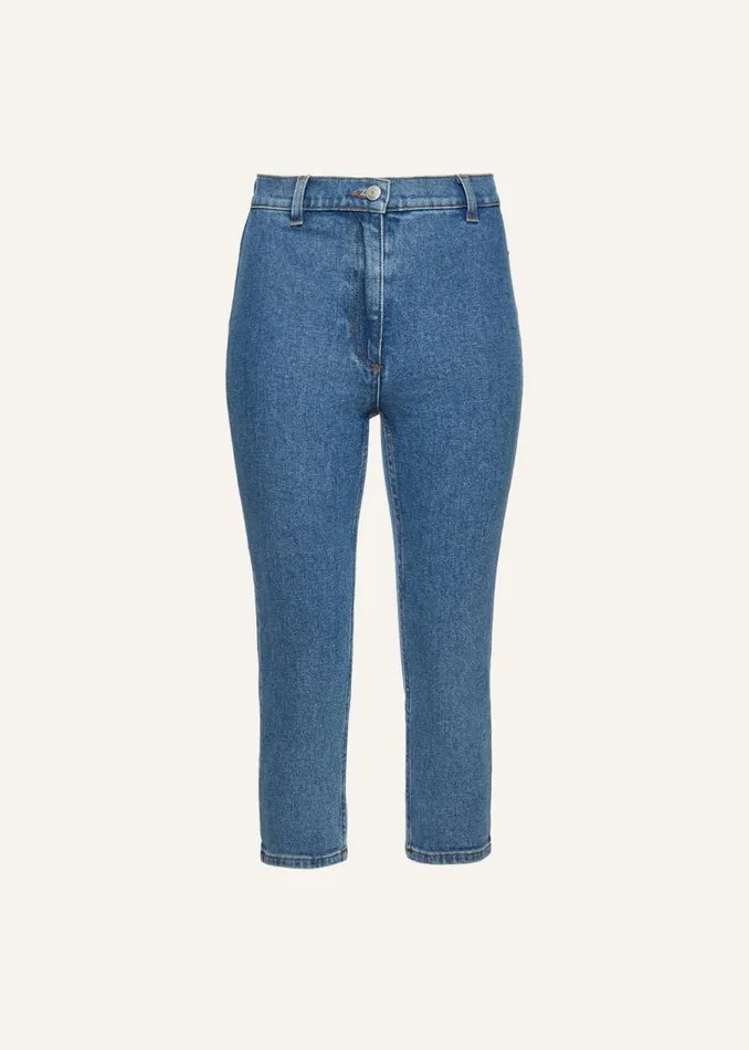 Shop Magda Butrym Denim Capri Slim Denim Pants In Blue