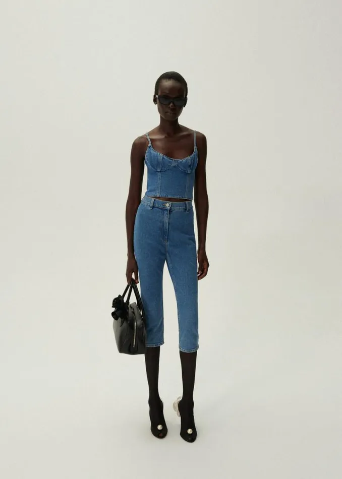 Shop Magda Butrym Denim Capri Slim Denim Pants In Blue Shop Magda Butrym Denim Capri Slim Denim Pants In Blue