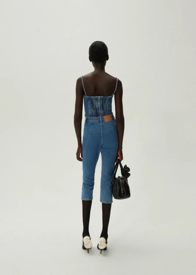 Shop Magda Butrym Denim Capri Slim Denim Pants In Blue Shop Magda Butrym Denim Capri Slim Denim Pants In Blue