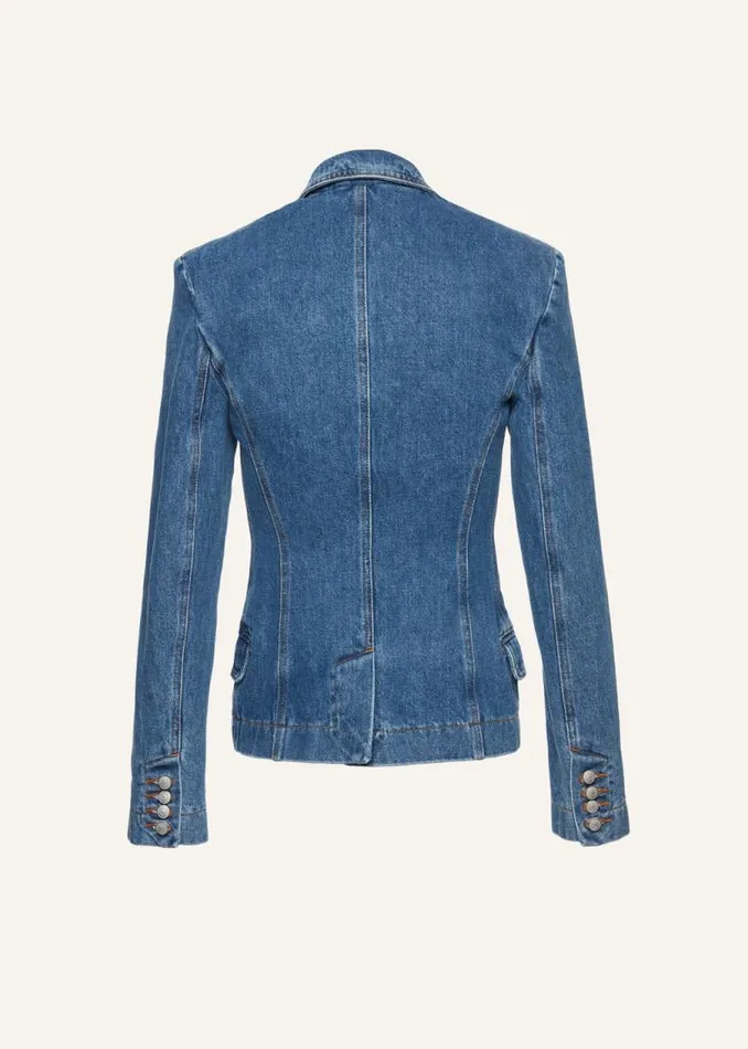 Shop Magda Butrym Denim Fitted Denim Blazer In Blue Shop Magda Butrym Denim Fitted Denim Blazer In Blue