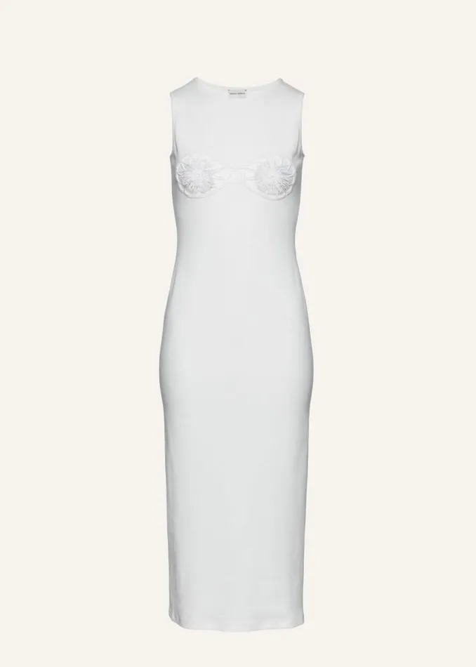 Shop Magda Butrym Dresses Crochet Bra Cotton Tank Dress In White