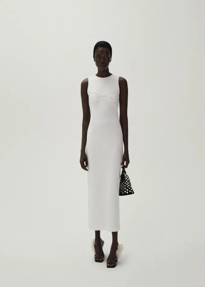 Shop Magda Butrym Dresses Crochet Bra Cotton Tank Dress In White