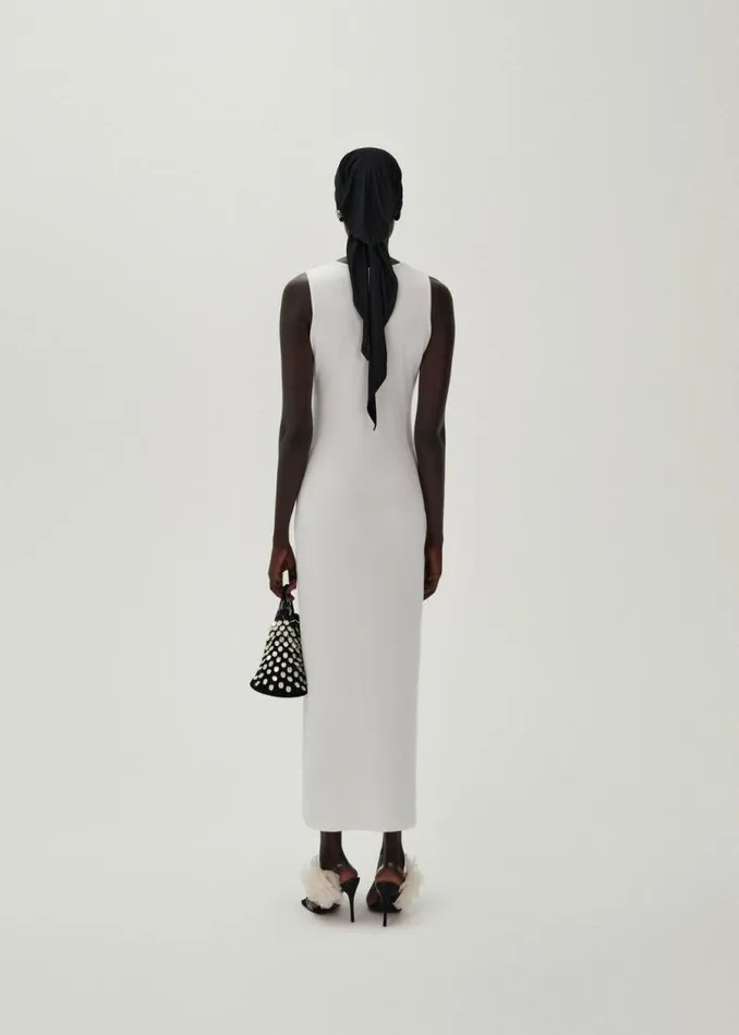 Shop Magda Butrym Dresses Crochet Bra Cotton Tank Dress In White