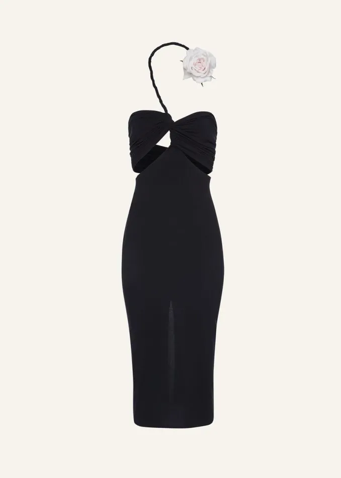 Shop Magda Butrym Dresses Cutout Wire Neckline Midi Dress In Black