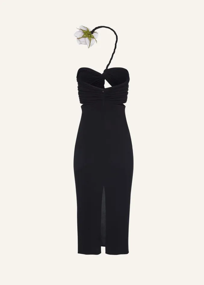 Shop Magda Butrym Dresses Cutout Wire Neckline Midi Dress In Black Shop Magda Butrym Dresses Cutout Wire Neckline Midi Dress In Black