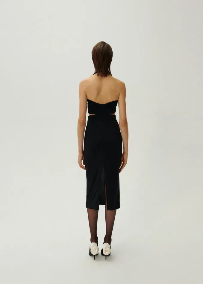 Shop Magda Butrym Dresses Cutout Wire Neckline Midi Dress In Black Shop Magda Butrym Dresses Cutout Wire Neckline Midi Dress In Black