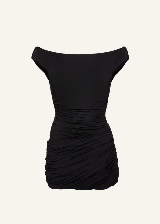Shop Magda Butrym Dresses Draped Jersey Mini Dress In Black Shop Magda Butrym Dresses Draped Jersey Mini Dress In Black