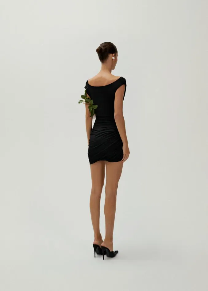 Shop Magda Butrym Dresses Draped Jersey Mini Dress In Black Shop Magda Butrym Dresses Draped Jersey Mini Dress In Black