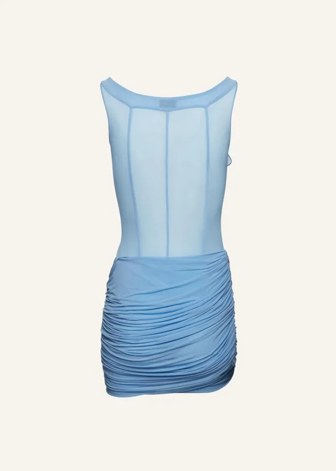 Shop Magda Butrym Dresses Flower Bra Jersey Mini Dress In Light Blue Shop Magda Butrym Dresses Flower Bra Jersey Mini Dress In Light Blue