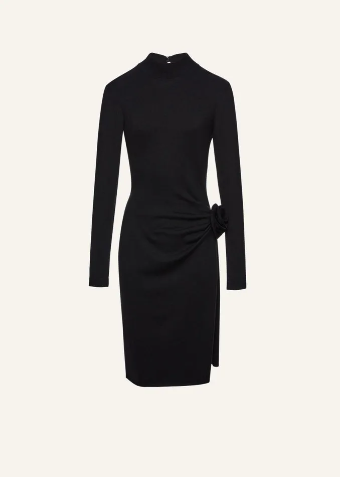 Shop Magda Butrym Dresses High Neck Knit Midi Dress In Black