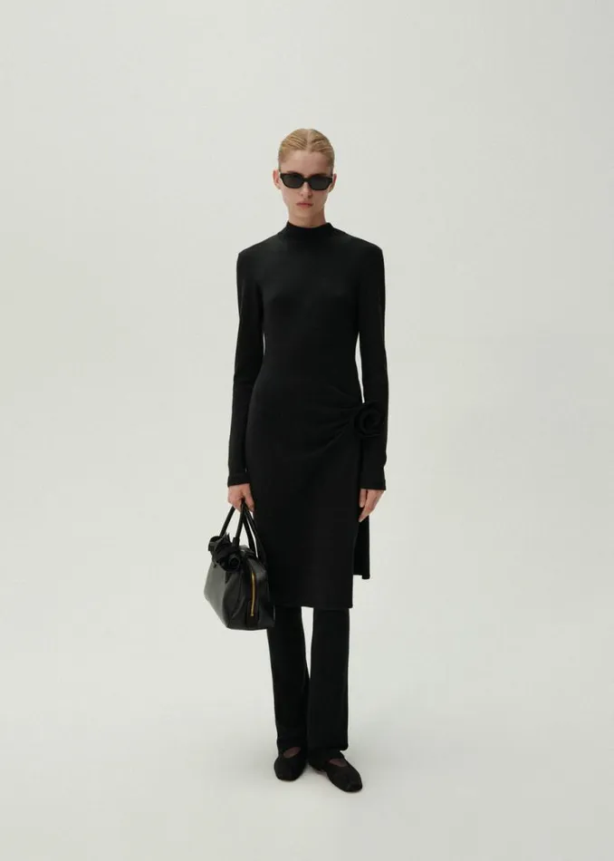 Shop Magda Butrym Dresses High Neck Knit Midi Dress In Black Shop Magda Butrym Dresses High Neck Knit Midi Dress In Black