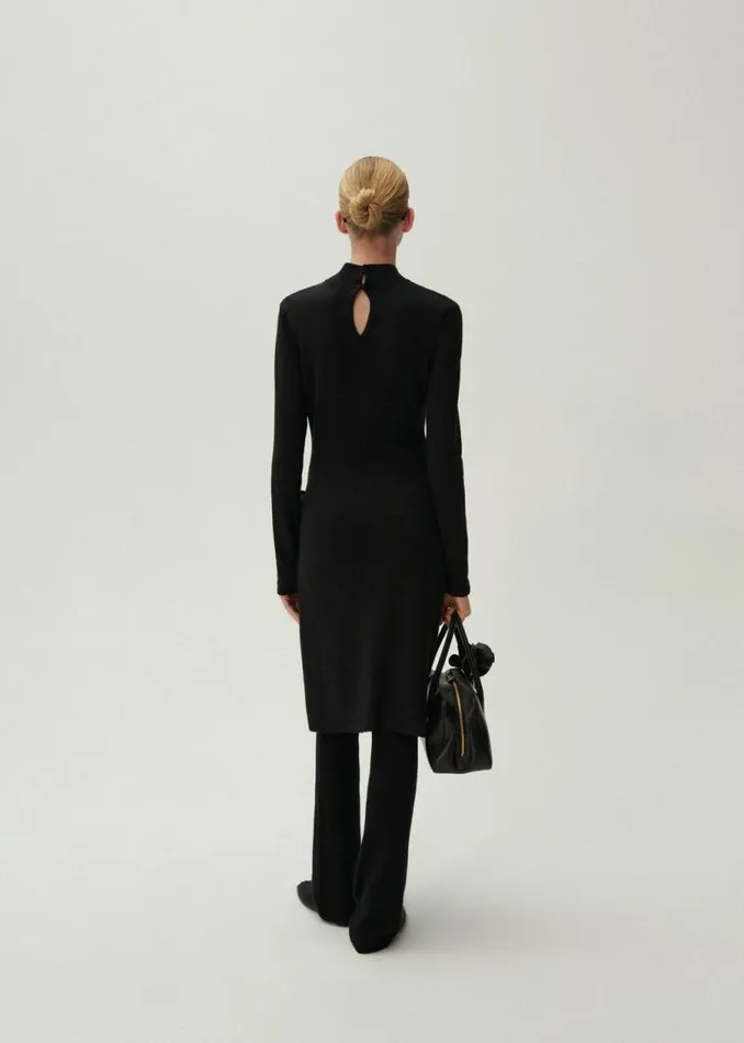 Shop Magda Butrym Dresses High Neck Knit Midi Dress In Black Shop Magda Butrym Dresses High Neck Knit Midi Dress In Black