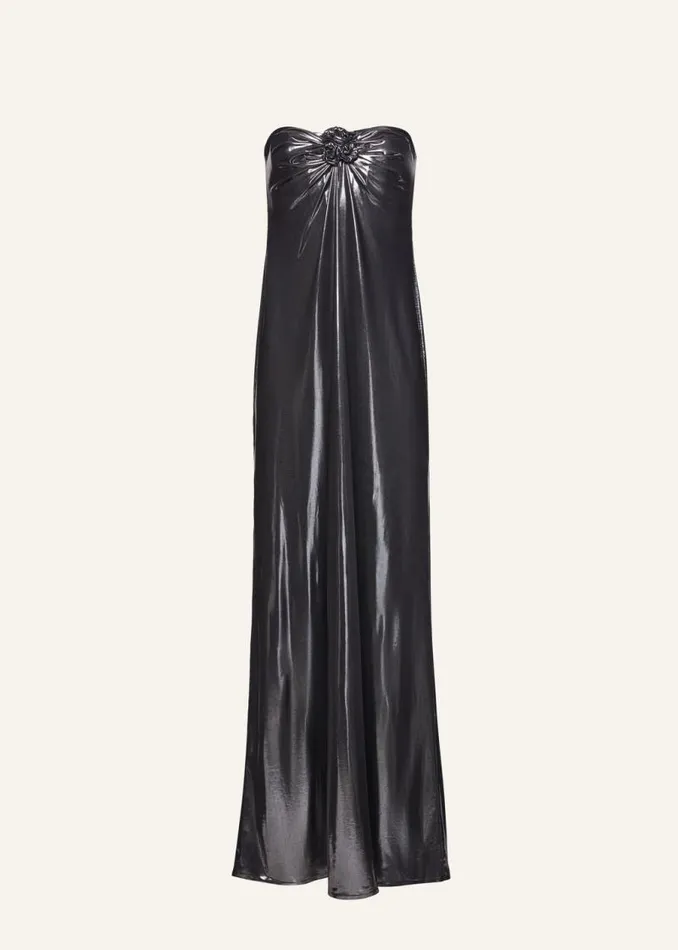 Shop Magda Butrym Dresses Strapless Maxi Dress In Silver