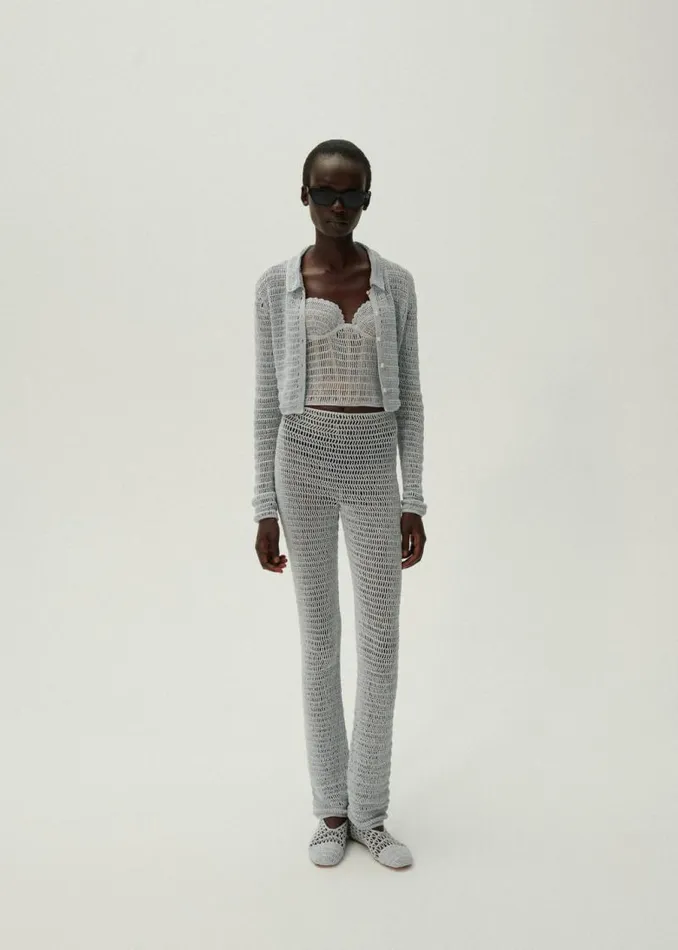 Shop Magda Butrym Handmade Cropped Crochet Jacket In Light Blue Shop Magda Butrym Handmade Cropped Crochet Jacket In Light Blue