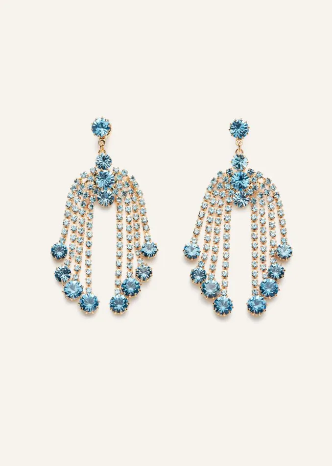 Shop Magda Butrym Jewelry Assorted Crystal Cascade Earrings In Azure Blue