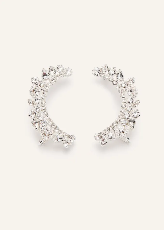 Shop Magda Butrym Jewelry Assorted Crystal Cuff Earrings In Silver