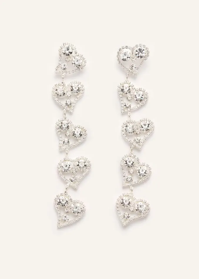 Shop Magda Butrym Jewelry Cascading Heart Earrings In Silver
