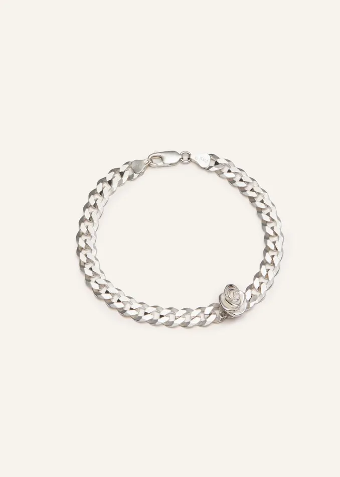 Shop Magda Butrym Jewelry Rose Chain Anklet In Silver