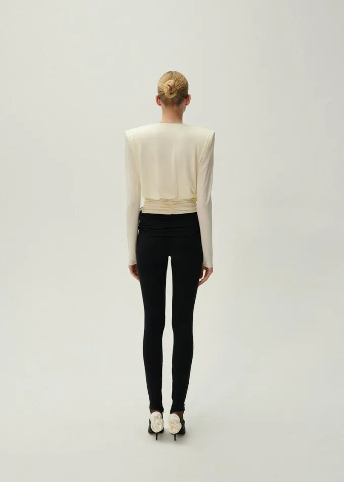 Shop Magda Butrym Pants Waist Wrap Jersey Leggings In Black Shop Magda Butrym Pants Waist Wrap Jersey Leggings In Black