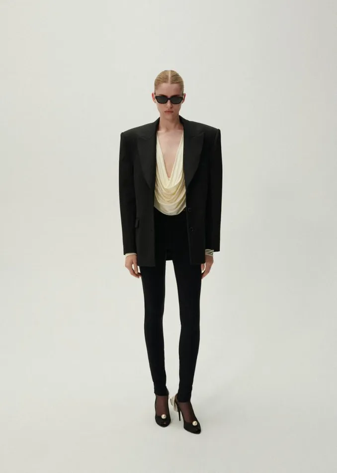 Shop Magda Butrym Pants Waist Wrap Jersey Leggings In Black Shop Magda Butrym Pants Waist Wrap Jersey Leggings In Black