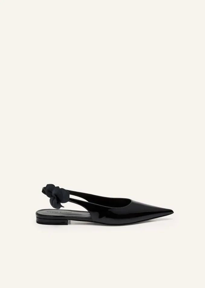 Shop Magda Butrym Shoes Slingback Rose Flats In Black Patent