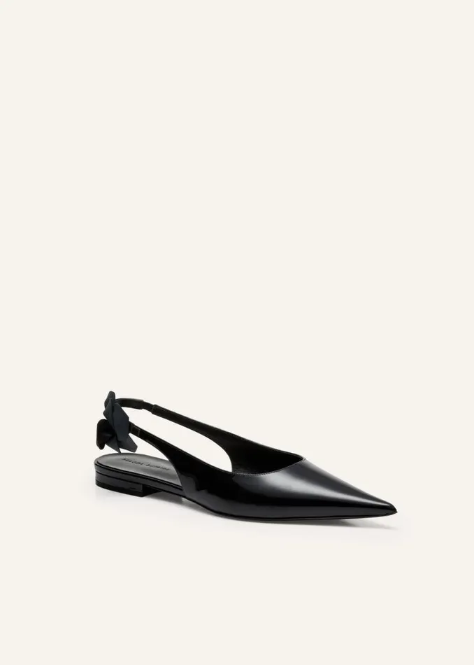 Shop Magda Butrym Shoes Slingback Rose Flats In Black Patent Shop Magda Butrym Shoes Slingback Rose Flats In Black Patent