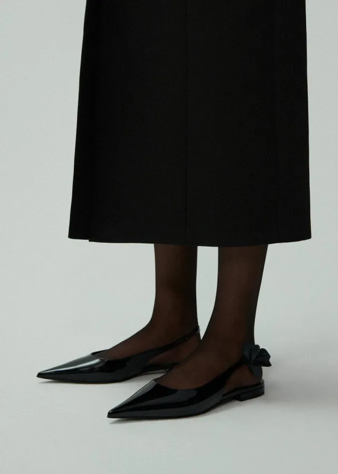 Shop Magda Butrym Shoes Slingback Rose Flats In Black Patent Shop Magda Butrym Shoes Slingback Rose Flats In Black Patent