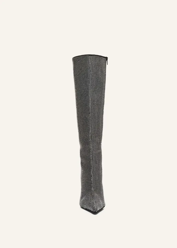 Shop Magda Butrym Shoes Tall Pointed Toe Boots In Black Diamante Crystals