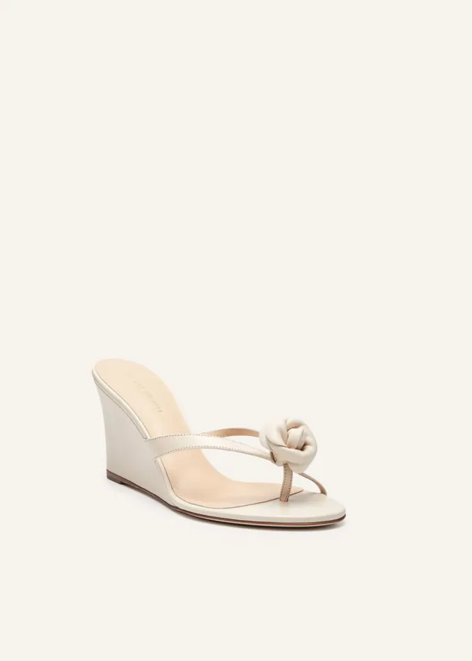 Shop Magda Butrym Shoes Wedge Flower Sandals In Cream Leather Shop Magda Butrym Shoes Wedge Flower Sandals In Cream Leather