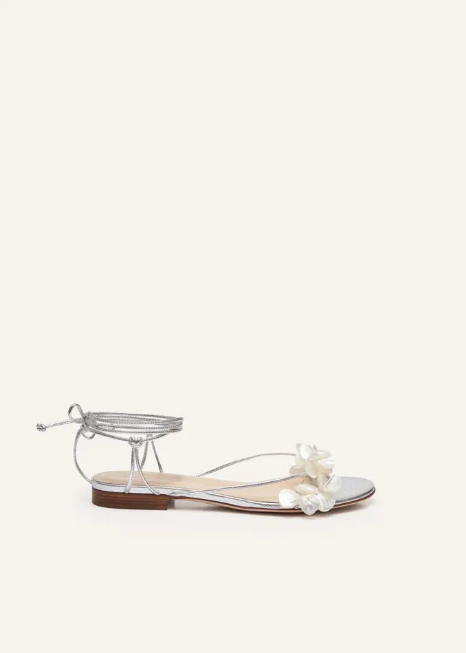 Shop Magda Butrym Shoes Wrap Around Pearl Sandals In Silver