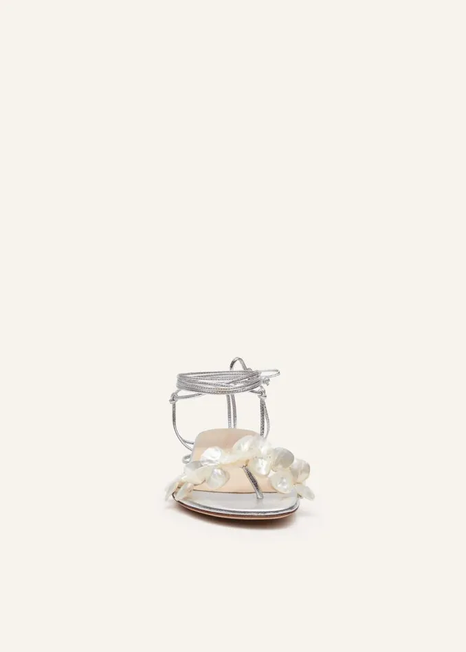 Shop Magda Butrym Shoes Wrap Around Pearl Sandals In Silver