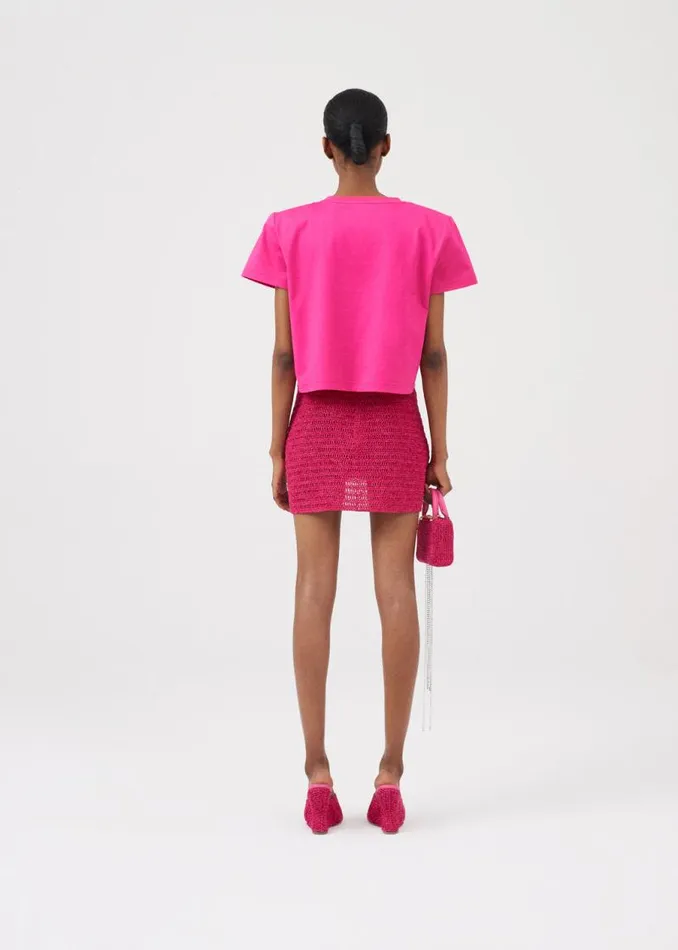 Shop Magda Butrym Skirts Crochet Mini Skirt In Fuchsia Shop Magda Butrym Skirts Crochet Mini Skirt In Fuchsia