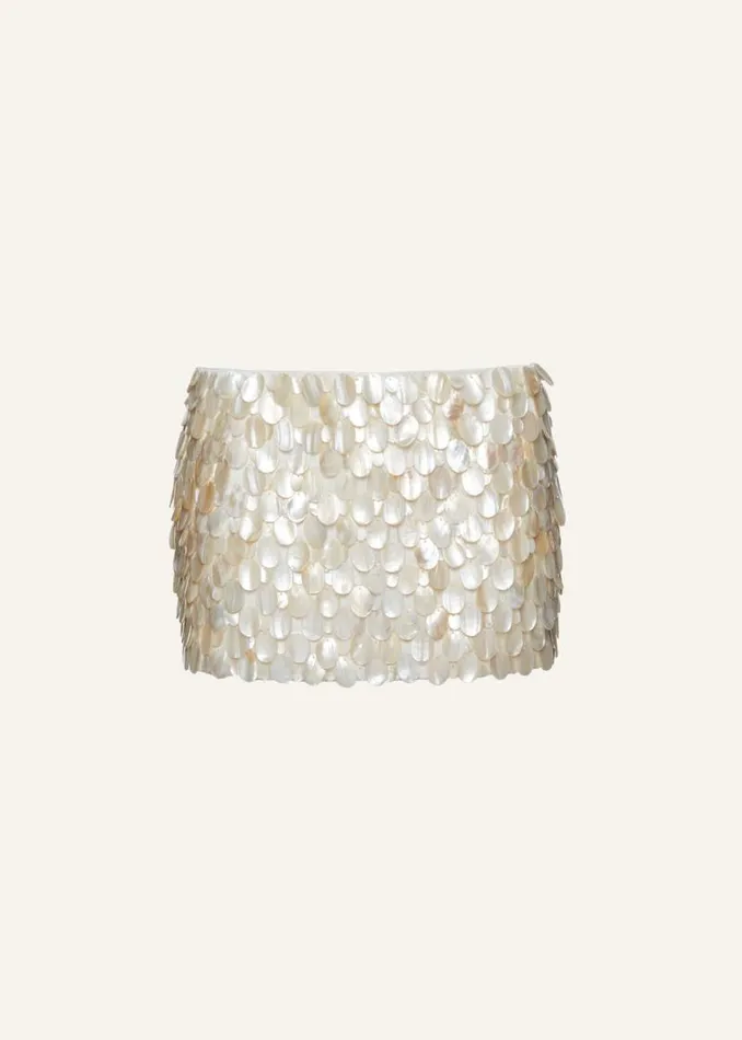 Shop Magda Butrym Skirts Mother Of Pearl Embellished Mini Skirt In Cream