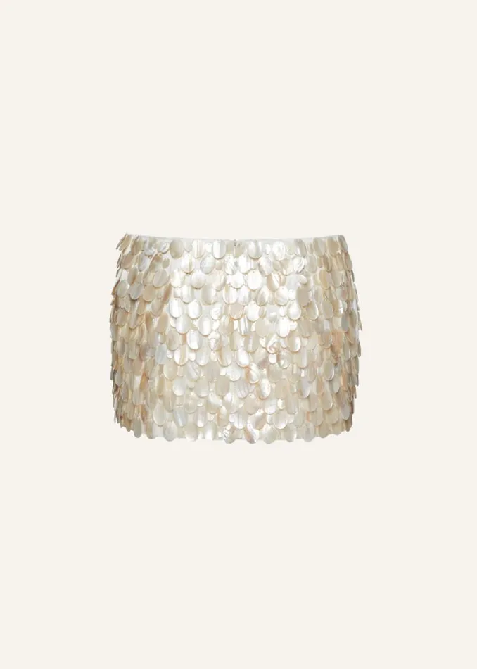 Shop Magda Butrym Skirts Mother Of Pearl Embellished Mini Skirt In Cream Shop Magda Butrym Skirts Mother Of Pearl Embellished Mini Skirt In Cream
