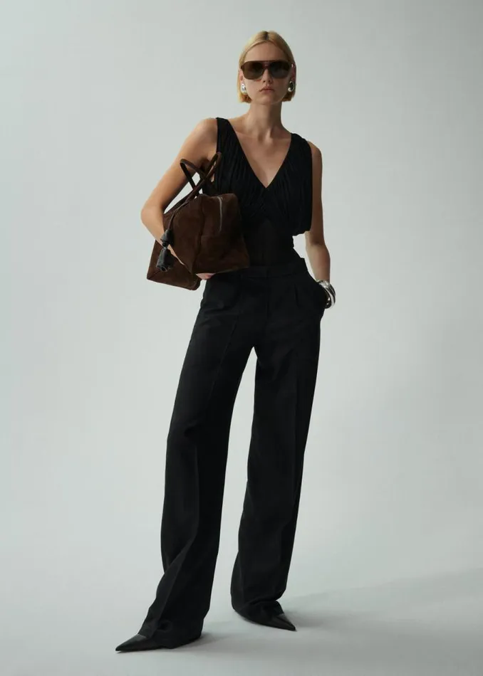 Shop Magda Butrym Tailoring And Suits Wide Leg Tailored Silk Pants In Black Shop Magda Butrym Tailoring And Suits Wide Leg Tailored Silk Pants In Black
