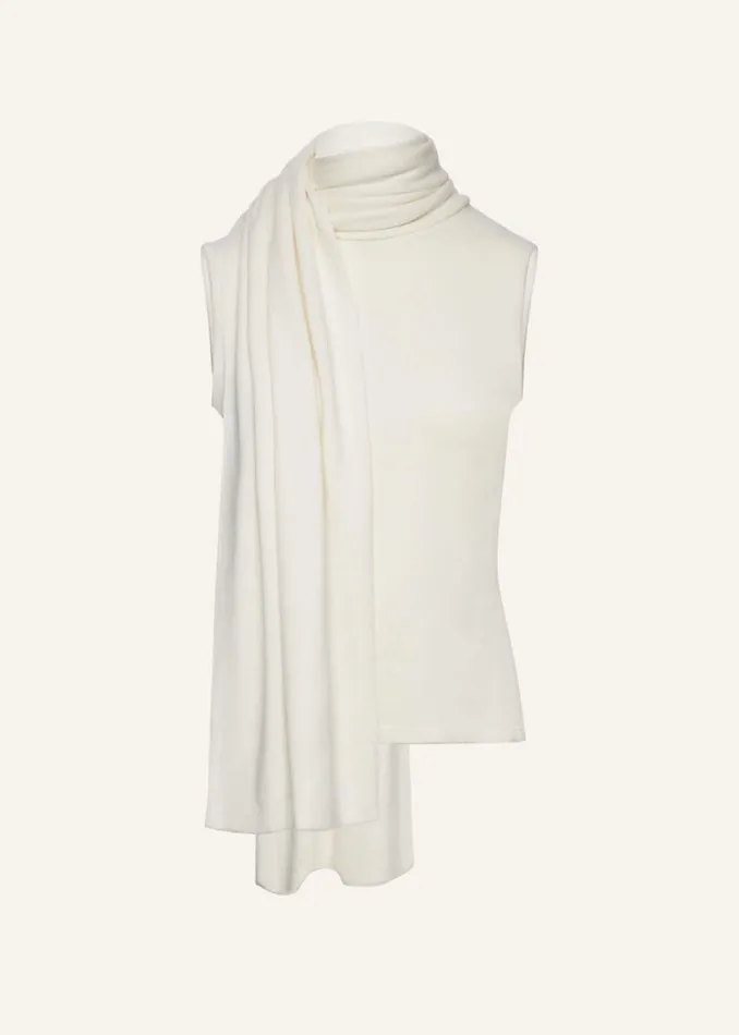 Shop Magda Butrym Tops Sleeveless High Neck Knit Top In Cream