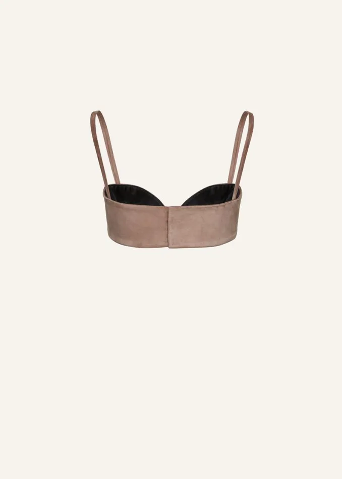 Shop Magda Butrym Tops Sweetheart Bra Top In Brown Suede