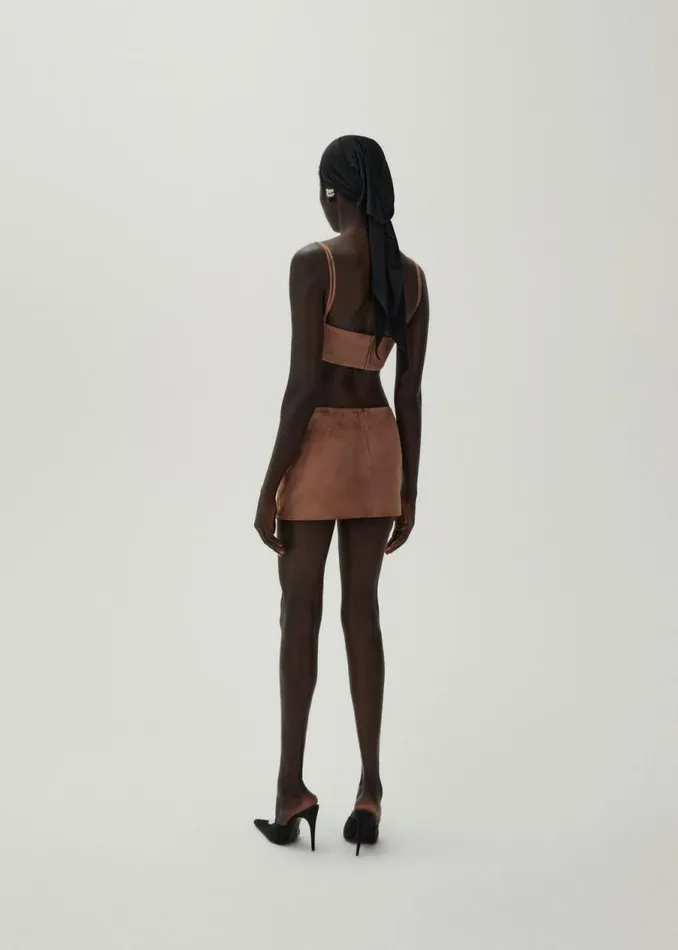 Shop Magda Butrym Tops Sweetheart Bra Top In Brown Suede
