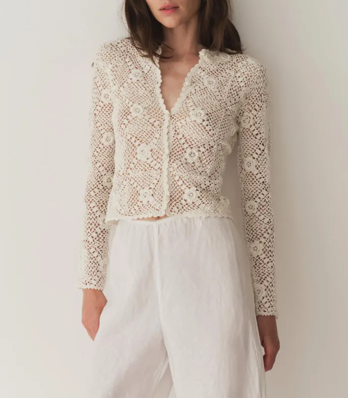 Shop OTTOLINE CARDIGAN Pearl DEN Knitwear